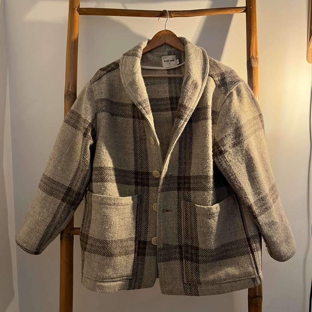 SOLD!Rudy Jude Wool Coat - Natural Plaid